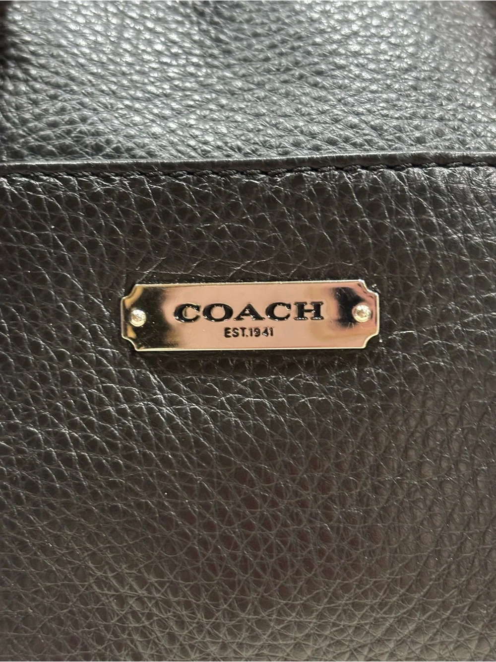 Vintage Coach Black Pebbled Leather Satchel with Tassel Charm